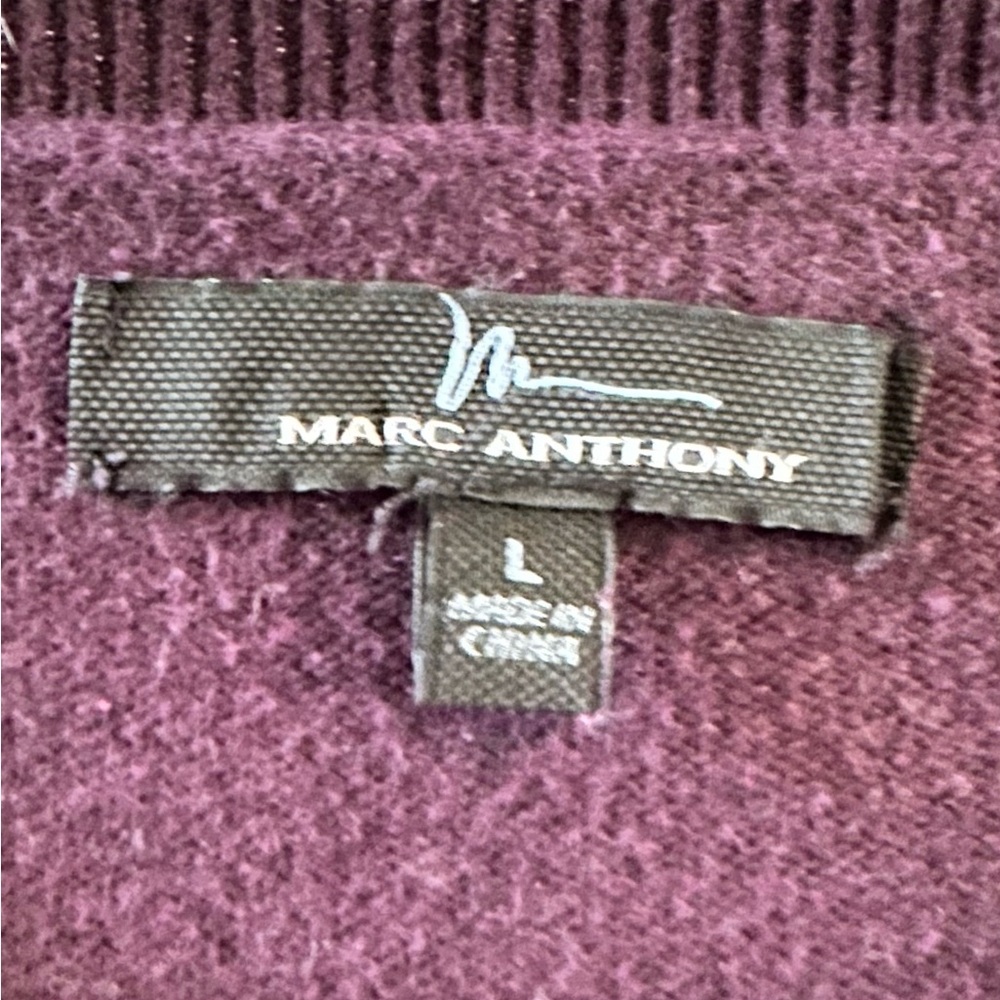 Marc Anthony Men's V-Neck Sweater in Deep Plum - Picture 2 of 4